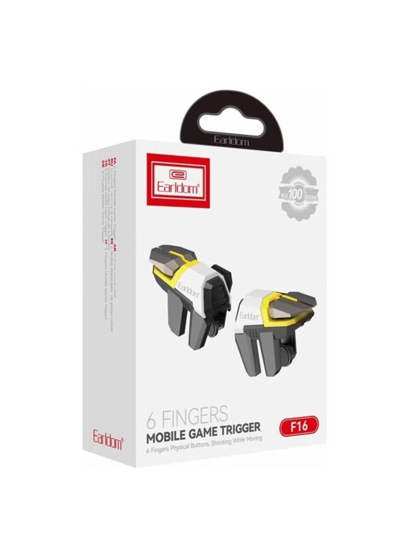 Earldom ET-F16 6-Finger Mobile Game Trigger Controller Physical Shooting Button for PUBG COD Free Fire - Image 1
