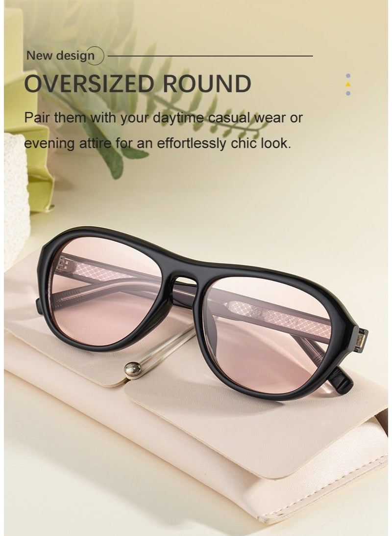 Women's European Style Polarized Sunglasses, Oversized Round TR Frame, UV400 Protection - Image 2