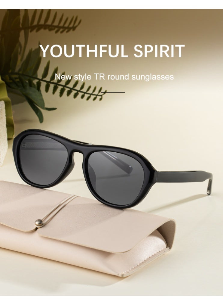 Women's European Style Polarized Sunglasses, Oversized Round TR Frame, UV400 Protection - Image 1