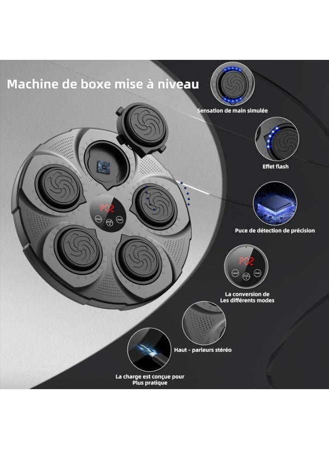 MUNTAQI آلة الملاكمة الموسيقية المعلقة على الحائط مع بلوتوث | مدرب ملاكمة إلكتروني محترف مع قفازات | معدات تدريب ردود الفعل للبالغين والمراهقين | لياقة منزلية وتخفيف التوتر - Image 2