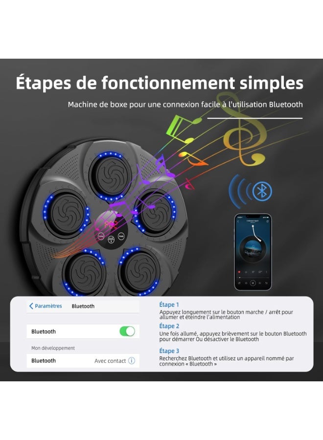 MUNTAQI آلة الملاكمة الموسيقية المعلقة على الحائط مع بلوتوث | مدرب ملاكمة إلكتروني محترف مع قفازات | معدات تدريب ردود الفعل للبالغين والمراهقين | لياقة منزلية وتخفيف التوتر - Image 3