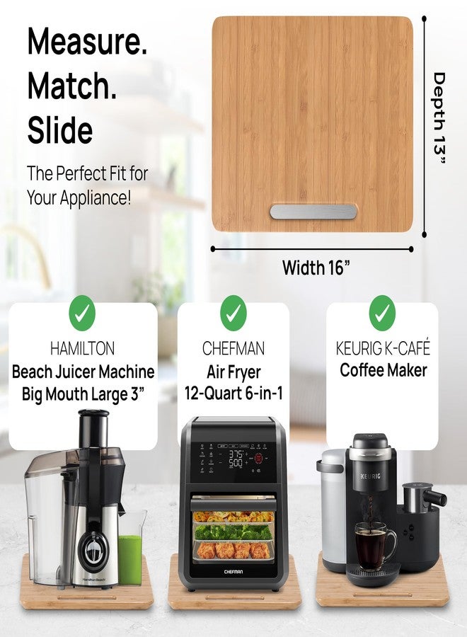Ibyx Kitchen Appliance Slider for Counter - Bamboo Sliding Tray for Coffee Maker, Air Fryer, Food Processor, Blender, Toaster - Kitchen Appliance Rolling Tray for Countertop (400 x 330 x 21mm) - Image 5