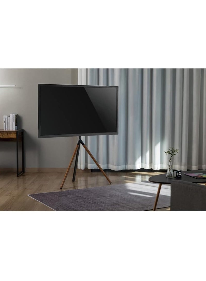 TIGER Adjustable Easel Studio TV Floor Stand for 49" - 70" Screens – Heavy-Duty Tripod Mount Supports Up to 40kg – Modern Grey/Walnut Finish – Space-Saving, Durable & Stable – Perfect for Home, Office, or Studio – Easy Setup & Cable Management - Image 3