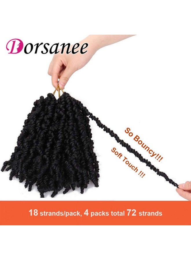 دورساني شعر كروشيه دورساني مسبق اللف، 8 بوصات، 4 حزم، شعر كروشيه قصير مجعد، ضفائر كروشيه مسبقة اللف، لفات صغيرة، وصلات شعر صناعية ملتوية رقيقة (8 بوصات، 1B#) - Image 5