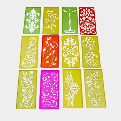CRAFTAM Different Design Ready to Draw Rangoli Making Stencils, Rangoli Plastic Stencils for Floor Decoration (Set of 12, Size 3x7 Inch) - Image 3