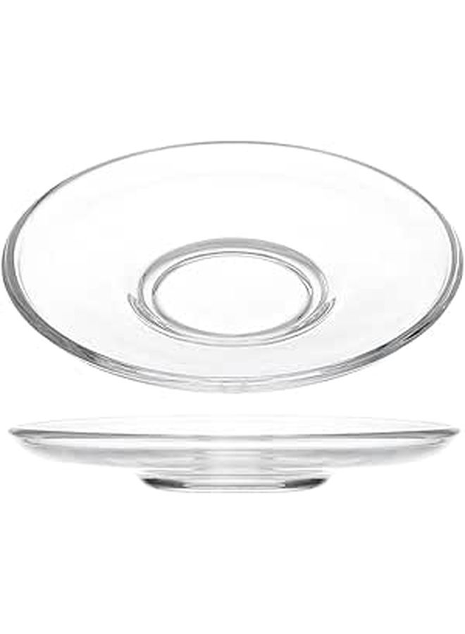 2pcs Clear Glass Dessert Plates 12cm Round Saucers for Tea Coffee Side Dishes - Image 1