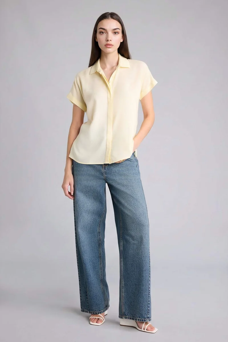 DeFacto Regular Fit Shirt Collar Short Sleeve Shirt