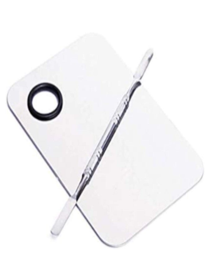 LOWPRICE Stainless Steel Cosmetic Makeup Palette Spatula Foundation Mixing palette (square) - Image 1