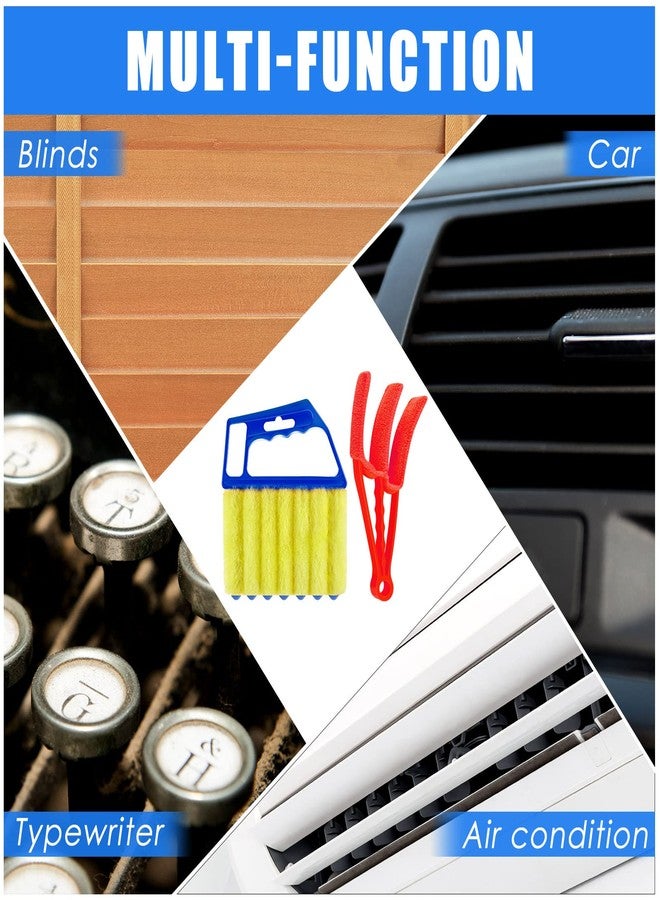 Romooa 4 Pcs Window Venetian Blind Cleaner Duster Tool 7 Finger Blind Rush and Shutter Cleaner Brush Hand-held Window Shutter Air Conditioner Duster for Dirt(Orange, Blue, Red) - Image 5