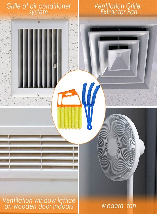 Romooa 4 Pcs Window Venetian Blind Cleaner Duster Tool 7 Finger Blind Rush and Shutter Cleaner Brush Hand-held Window Shutter Air Conditioner Duster for Dirt(Orange, Blue, Red) - Image 4