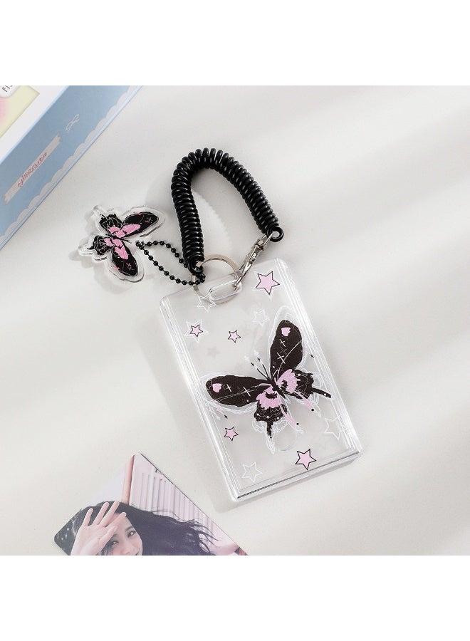 NIBEMINENT 1 - Piece Acrylic Butterfly Kpop Photo Card Holder Pendant Key Chain ID Badge Holder ID Card Holder Photo Card Protector for School ID Office ID Access Card for Women Girls - Image 1