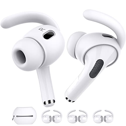 AhaStyle 3 Pairs AirPods Pro 2nd Generation Ear Hooks【Added Storage Pouch】 Anti-Slip Ear Covers Silicone Accessories Compatible with Apple AirPods Pro 2nd Generation (3 Large, White) - Image 1