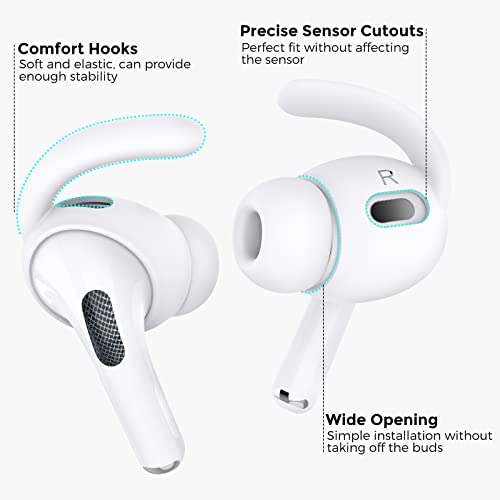 AhaStyle 3 Pairs AirPods Pro 2nd Generation Ear Hooks【Added Storage Pouch】 Anti-Slip Ear Covers Silicone Accessories Compatible with Apple AirPods Pro 2nd Generation (3 Large, White) - Image 3