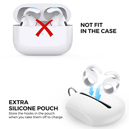 AhaStyle 3 Pairs AirPods Pro 2nd Generation Ear Hooks【Added Storage Pouch】 Anti-Slip Ear Covers Silicone Accessories Compatible with Apple AirPods Pro 2nd Generation (3 Large, White) - Image 4
