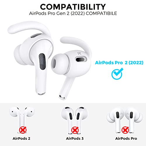 AhaStyle 3 Pairs AirPods Pro 2nd Generation Ear Hooks【Added Storage Pouch】 Anti-Slip Ear Covers Silicone Accessories Compatible with Apple AirPods Pro 2nd Generation (3 Large, White) - Image 2