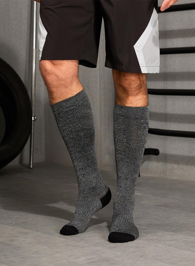 LEVSOX جوارب ضغط مبطنة واسعة الساق من LEVSOX للرجال والنساء، مصنوعة من فسكوز الخيزران، ضغط 15-20 ملم زئبق، جوارب داعمة تصل إلى الركبة لتحسين الدورة الدموية - Image 3