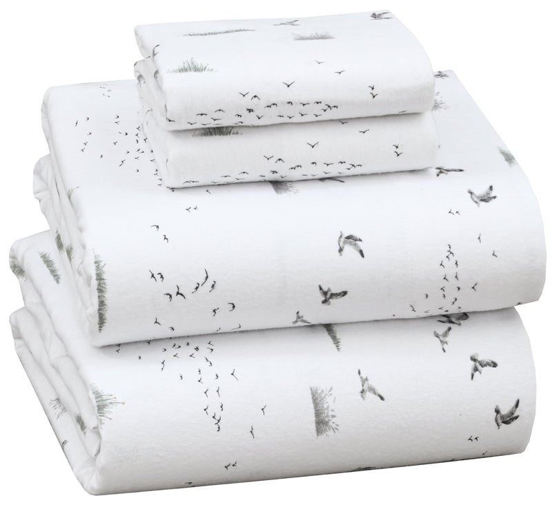 RUVANTI Flannel Sheets King Size - 100% Cotton Double Brushed King Bed Sheets Set - Deep Pockets 16 Inches - All Seasons Breathable & Extra Soft - Warm & Cozy, 4 Piece, Sky Ballet - Image 1