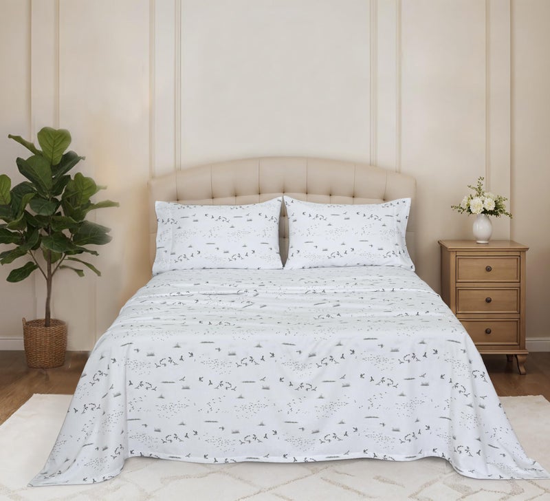 RUVANTI Flannel Sheets King Size - 100% Cotton Double Brushed King Bed Sheets Set - Deep Pockets 16 Inches - All Seasons Breathable & Extra Soft - Warm & Cozy, 4 Piece, Sky Ballet - Image 2