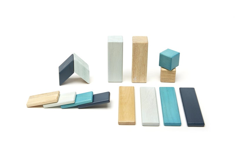 Tegu 14 Piece Tegu Magnetic Wooden Block Set Blues - Image 3