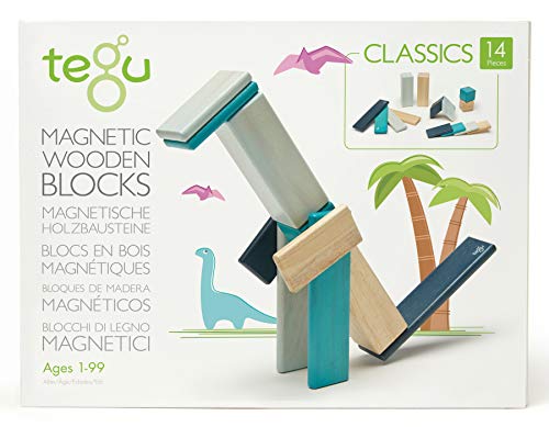 Tegu 14 Piece Tegu Magnetic Wooden Block Set Blues - Image 1