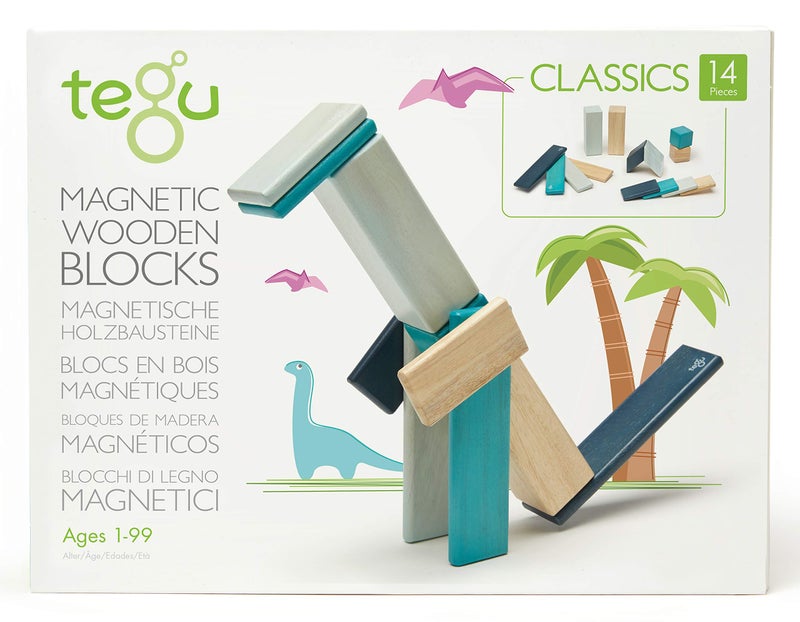 Tegu 14 Piece Tegu Magnetic Wooden Block Set Blues - Image 2
