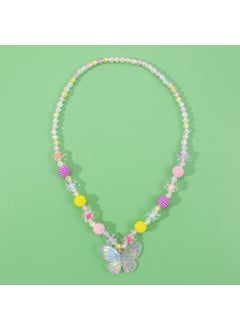 Children Acrylic Flower Butterfly Necklace Set Fresh Sweet Princess Hand Chain Girls Floral Beaded Cute Style Butterfly necklace YYXL0345
