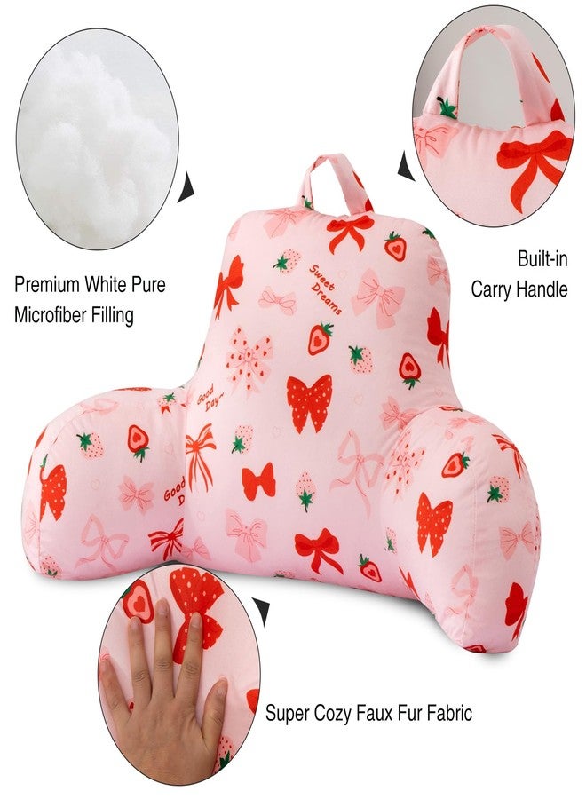 Aimuan Reading Pillow Bed Rest Wedge Backrest Pillow Red Bow Cute Ribbon Bowknot Printed Collections with Arms Sitting in Bed Blush - Image 4