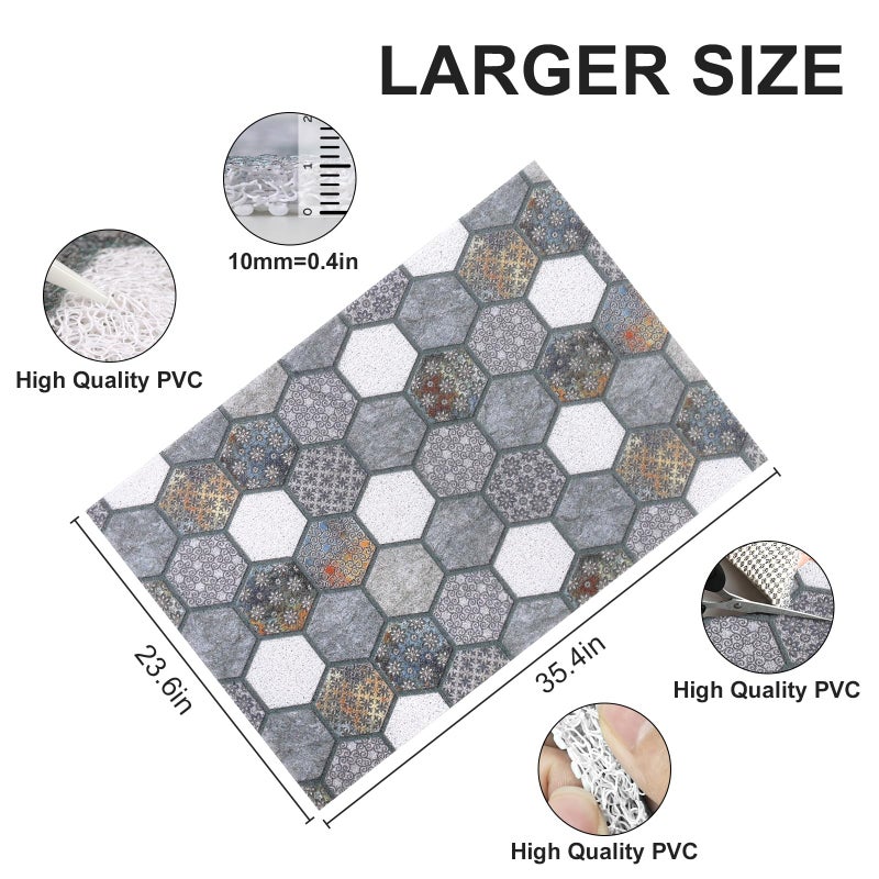 Mofonky Extra Large Shower Mat: 24 X 36 Inch Stylish Shower Mats for Inside Shower - Soft PVC Loofah Trimmable Non Slip Shower Mat for Elderly, Quick Drying - Image 2