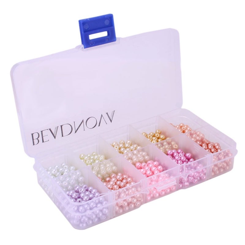 BEADNOVA Satin Pearls Beads for Crafts Tiny Loose Glass Imitation Pearls for Jewelry Making 4mm 1000pcs Multi Color