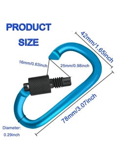 Oasisgalore 10PCS 3-Inch Locking Carabiner Clips - D-Shape Aluminum Snap Hooks for Outdoor Use  - Image 2