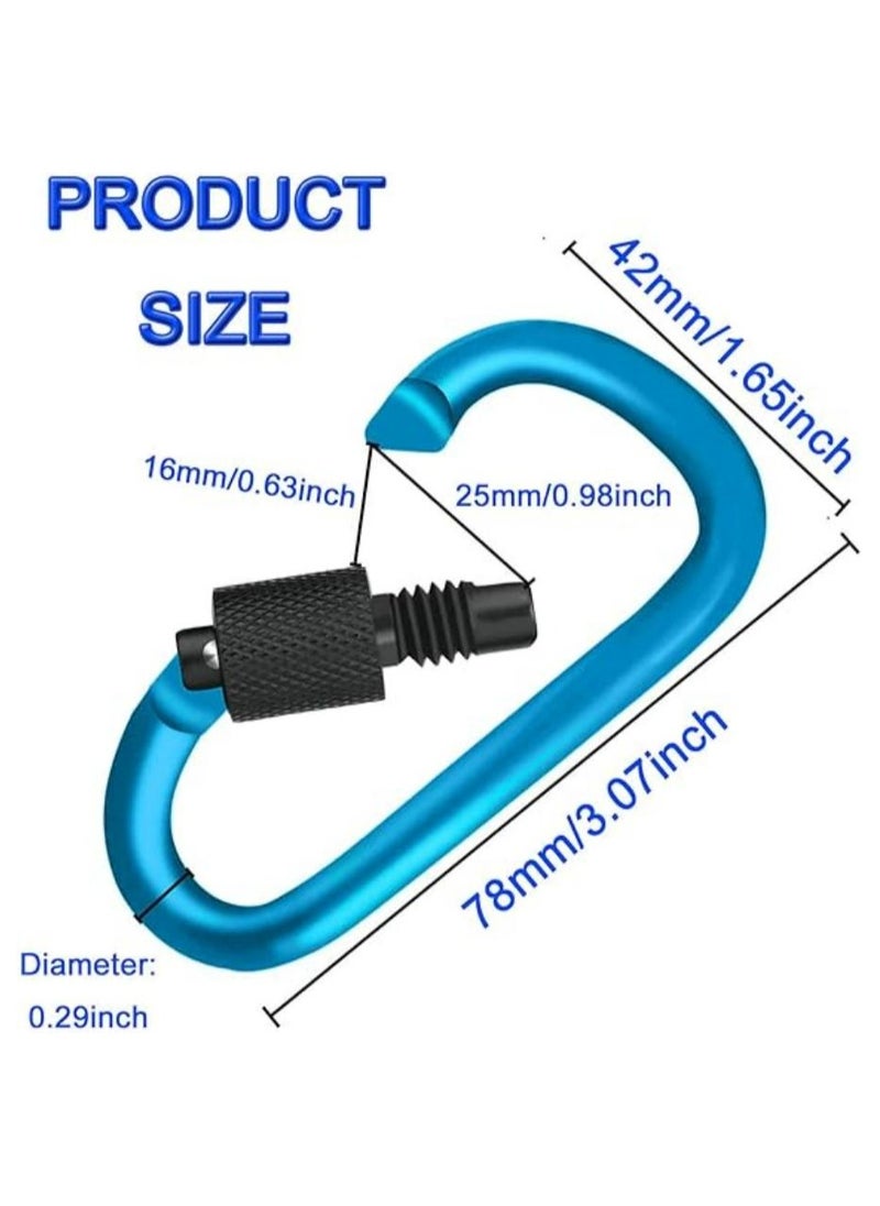 Oasisgalore 10PCS 3-Inch Locking Carabiner Clips - D-Shape Aluminum Snap Hooks for Outdoor Use  - Image 2