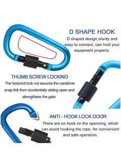 Oasisgalore 10PCS 3-Inch Locking Carabiner Clips - D-Shape Aluminum Snap Hooks for Outdoor Use  - Image 3