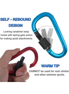 Oasisgalore 10PCS 3-Inch Locking Carabiner Clips - D-Shape Aluminum Snap Hooks for Outdoor Use  - Image 4