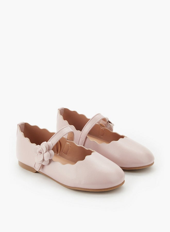 JUNIORS Girls Scallop Hem Ballerina Shoes - Image 3