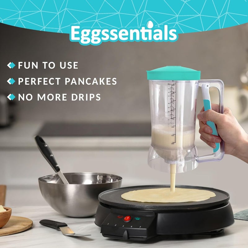 Eggssentials Pancake Dispenser for Batter - Pancake Mix Dispenser Cupcakes, and Muffins – Precision, Mess Free – Cake Mix Dispenser Bottle for Baking & Griddle - Teal Color - Image 5