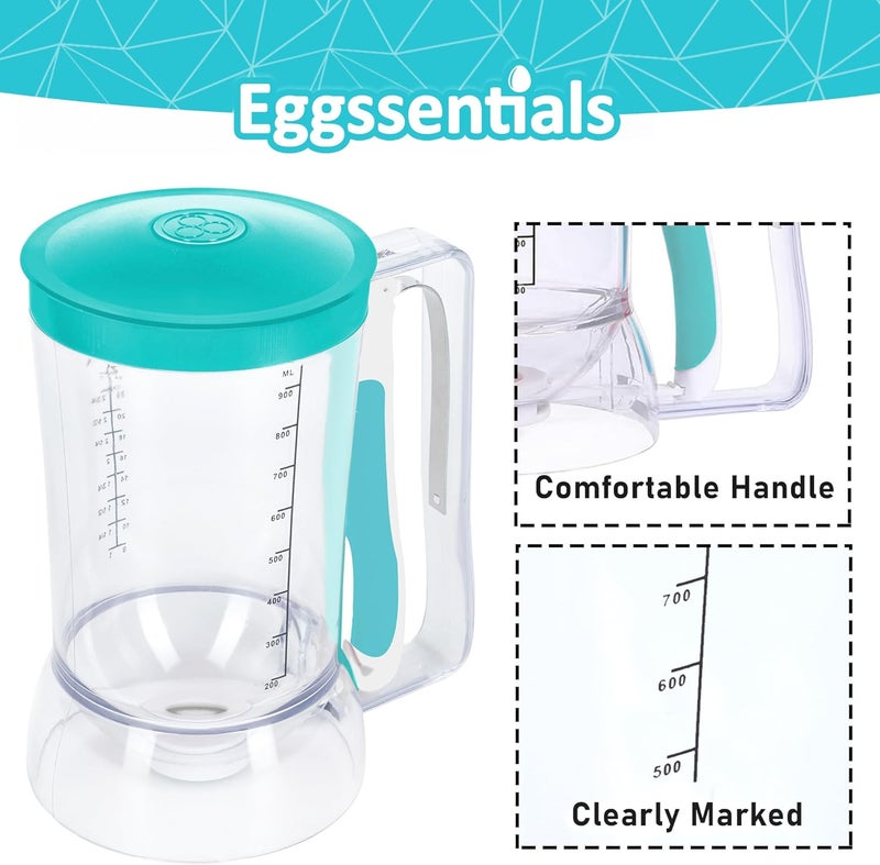 Eggssentials Pancake Dispenser for Batter - Pancake Mix Dispenser Cupcakes, and Muffins – Precision, Mess Free – Cake Mix Dispenser Bottle for Baking & Griddle - Teal Color - Image 3