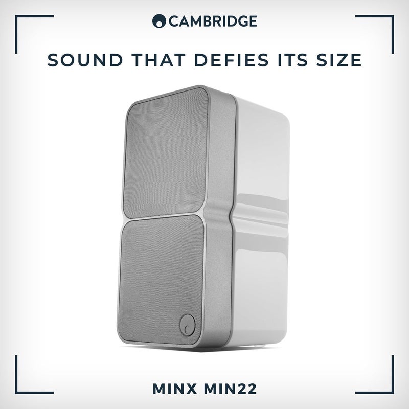 Cambridge Audio مكبر صوت كامبريدج أوديو مينكس مين 22 - مكبر صوت ساتليتي سلكي مدمج يتميز بتقنية مكبر الصوت BMR - يتضمن حامل ثقب المفتاح للتثبيت السهل والمخفي على الحائط - أبيض - Image 2
