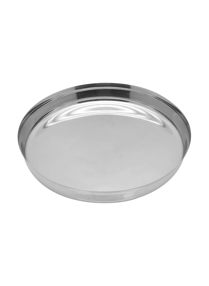 RAJ Raj Stainless Steel Round Dinner Plate Silver TS0012 Serveware Rice Plate-26CM  - Image 1