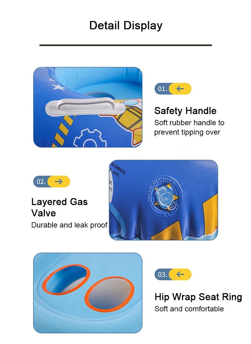 Swimming Pool Float for Kids, Inflatable Swimming Ring with Sun Canopy, Baby Pool Float with Safety Seat and Handle for Toddler 1-4 Years Old  (Blue Robot)
