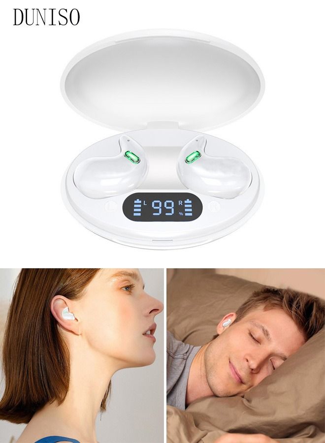 DUNISO Wireless Bluetooth 5.3 Headphones Built-in Mic IPX4 Waterproof Headsets with Charging Case for ON-Ear White  - Image 1