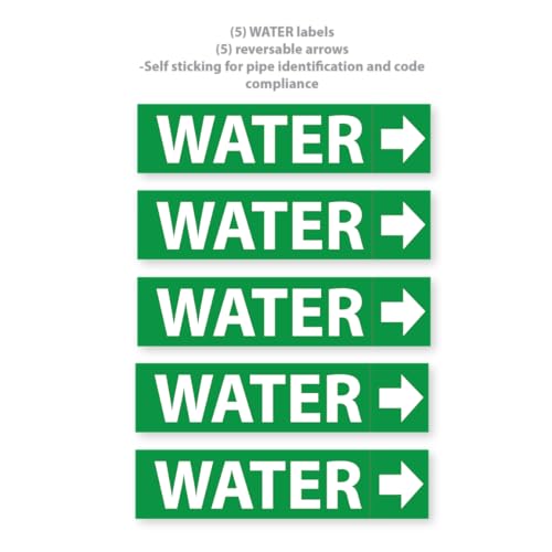 Wrapco (5 Pack) Water Pipe Markers Label Stickers with Arrows for Water Lines 8.5 x 2 inch – Pipe Identification Tags for Domestic Cold, Grey, and Hot Water Systems - Image 2