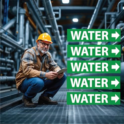 Wrapco (5 Pack) Water Pipe Markers Label Stickers with Arrows for Water Lines 8.5 x 2 inch – Pipe Identification Tags for Domestic Cold, Grey, and Hot Water Systems - Image 3