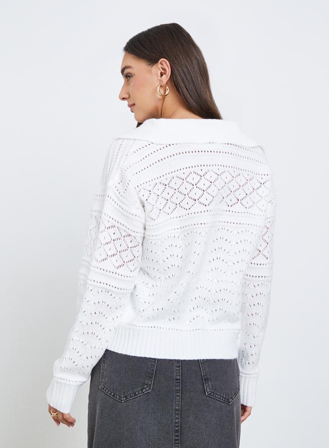 Styli White Knit Long Sleeve Top - Image 5