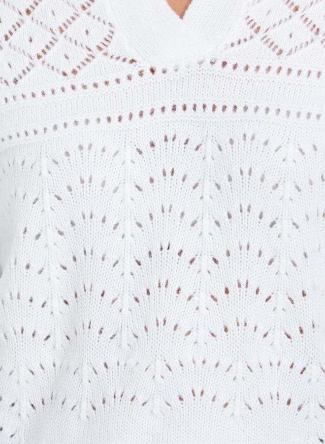 Styli White Knit Long Sleeve Top - Image 4