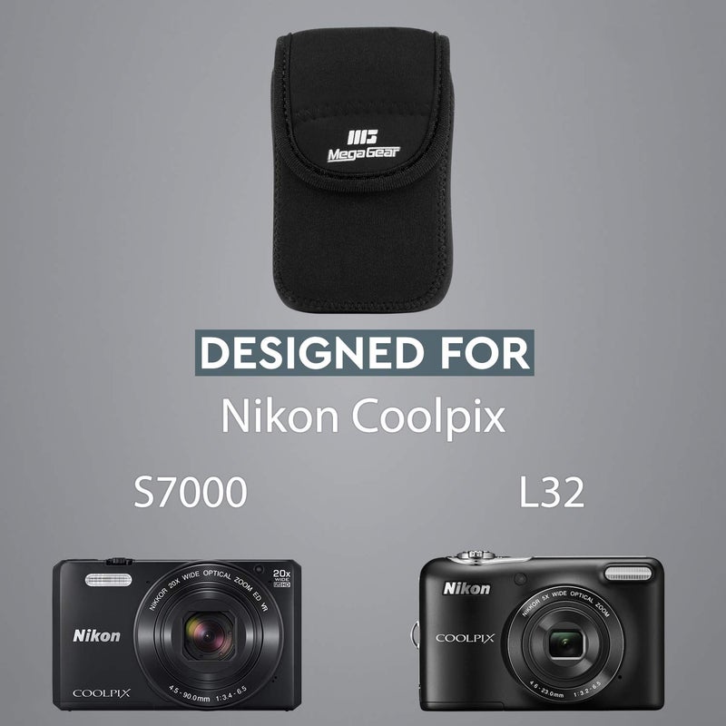 MegaGear Nikon Coolpix S7000, L32 Ultra Light Neoprene Camera Case, with Carabiner - Black - MG774 - Image 5