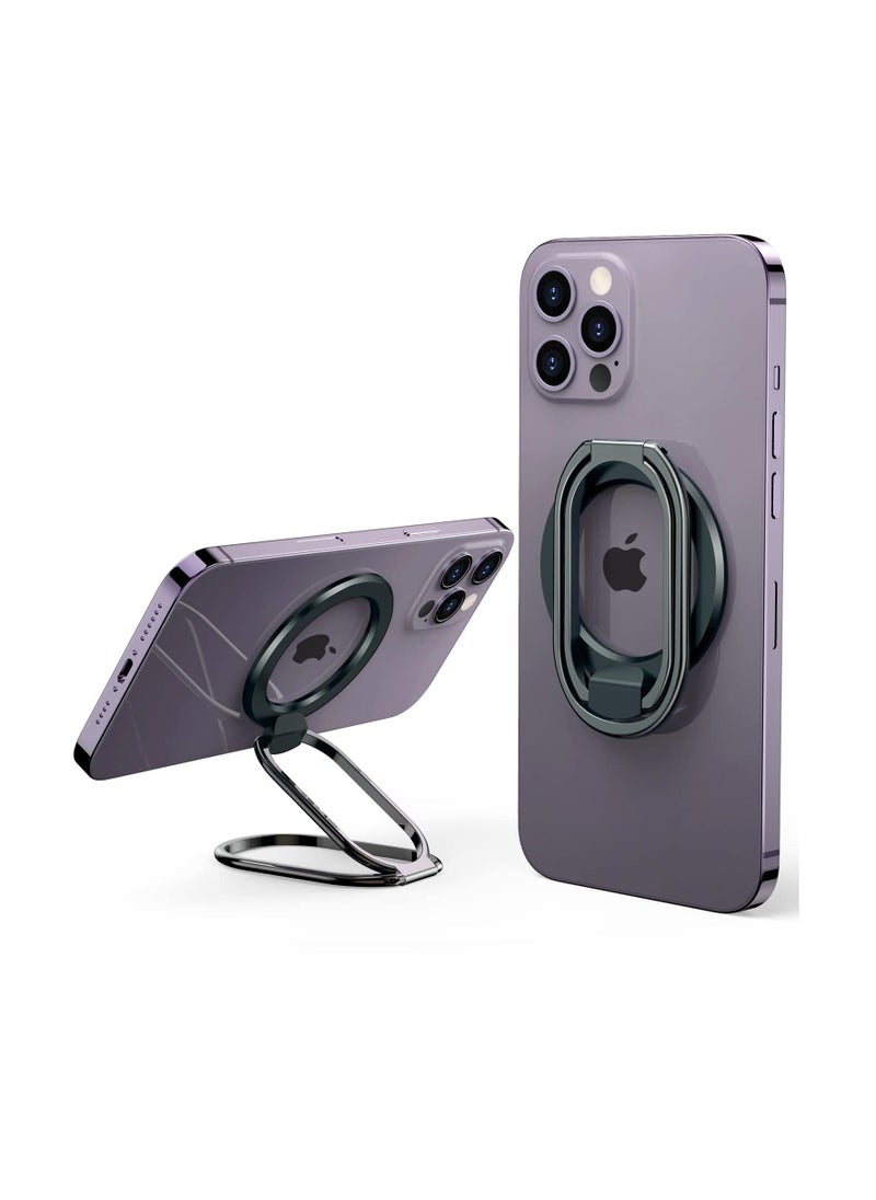 Y&D Mag Safe Phone Ring Holder 360 Degree Rotation Metal Finger Grip Adjustable Magnetic Kickstand and Removable Compatible with Wireless Charging for iPhone 15 14 13 12 Series Black  - Image 1