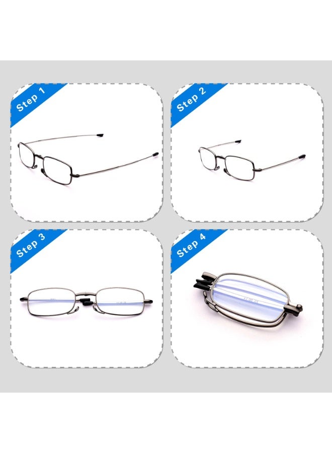 Compact Folding Reading Glasses for Men Women, Blue Light Blocking Clear Lens Readers with Spring Hinge and Portable Keychain Case（1.25x） - Image 2