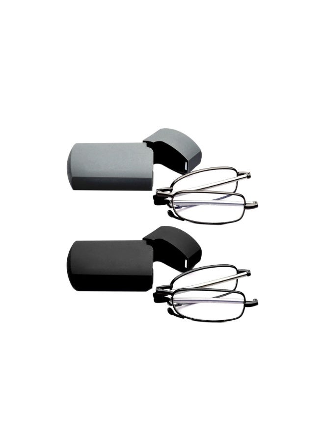 Compact Folding Reading Glasses for Men Women, Blue Light Blocking Clear Lens Readers with Spring Hinge and Portable Keychain Case（1.25x） - Image 1
