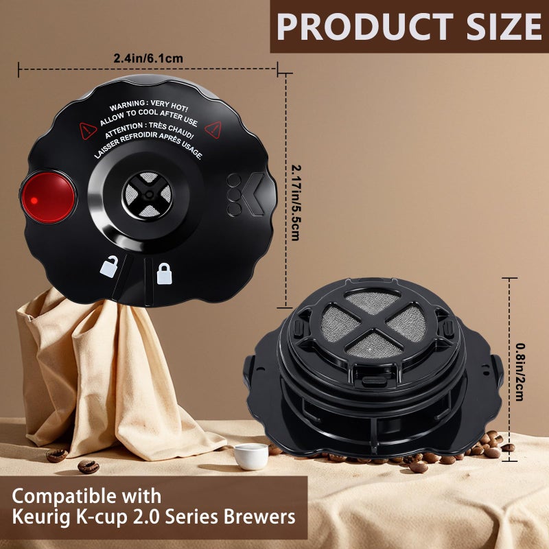 Podoy 119367 Reusable Coffee Filter Cover Lid Compatible with Keurig My K-Cup 2.0 Series K200 K250 K300 K350 K400 K450 K460 K475 K500 K550 K560 K575 Brewers (3 Pack) - Image 4