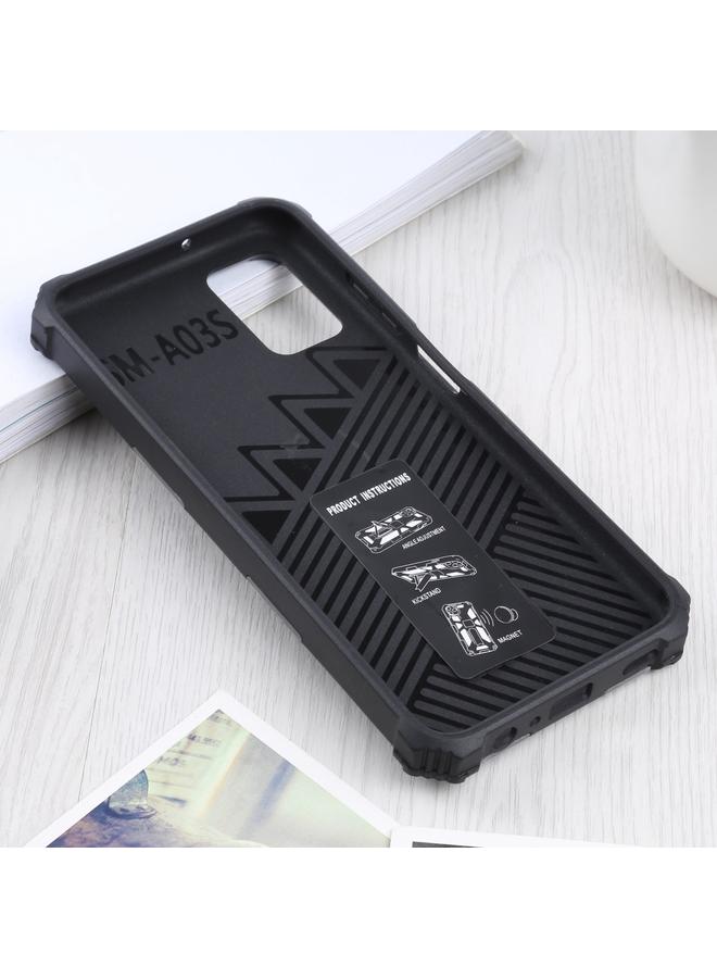 اس-توب جراب لهاتف Samsung Galaxy A03s مقاس 166.6 مم، جراب واقٍ مغناطيسي من مادة TPU + PC مموهة ومضادة للصدمات مع حامل - Image 3